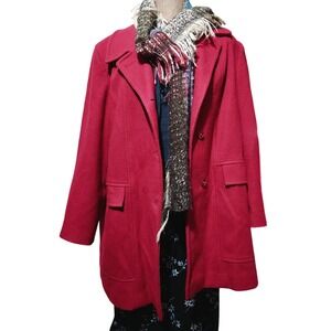 Red Wool Peacoat Botany 500 USA Made M Vintage Mod Classic Winter Coat